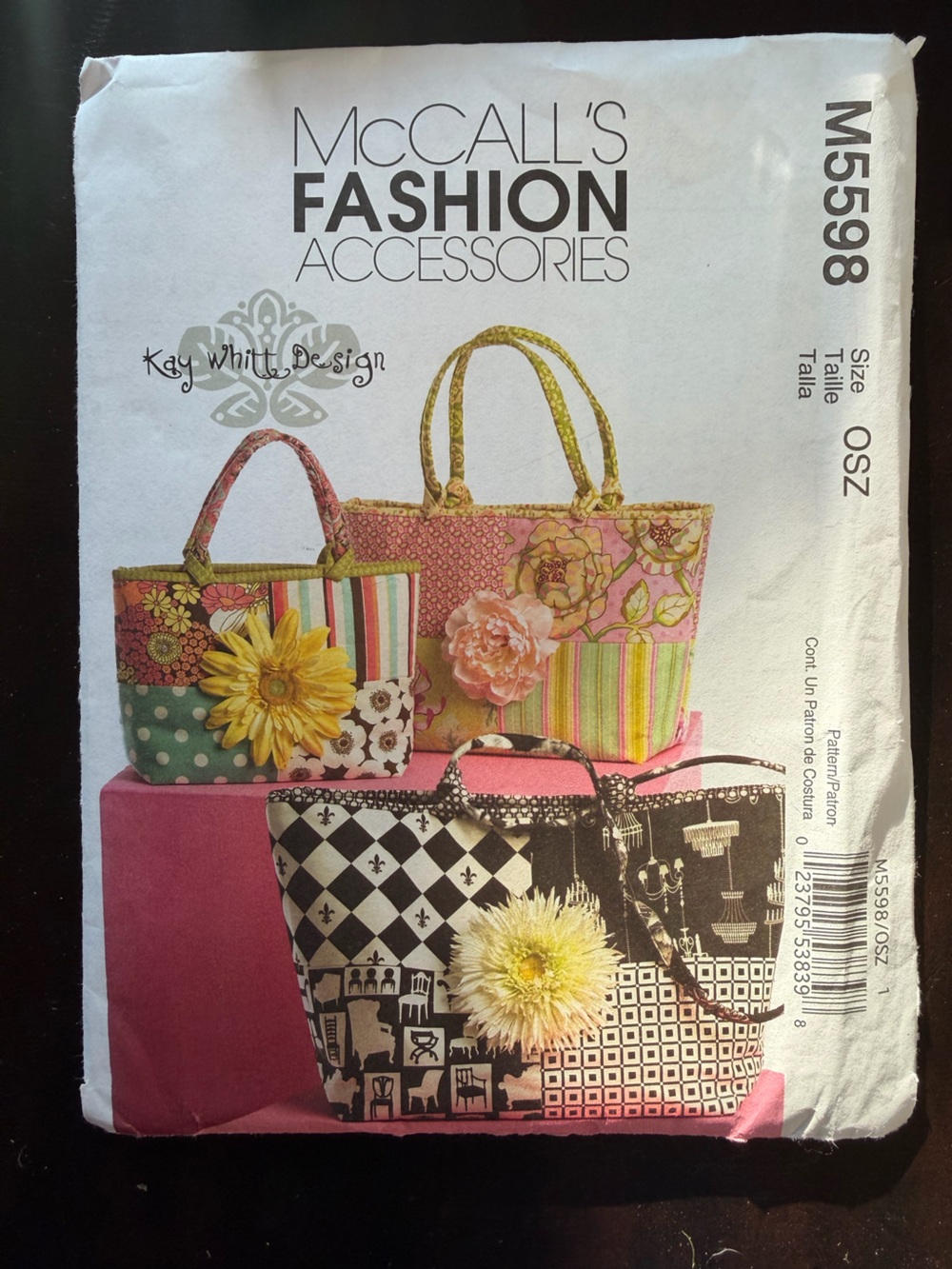 McCALL'S Kay Whitt Design Pink and Green Patchwork Tote Bag Pattern